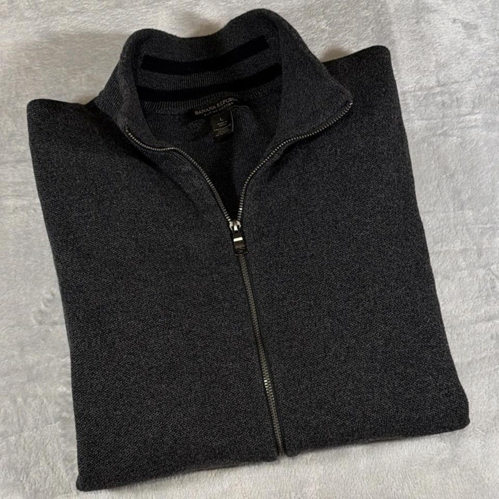 Banana Republic Full Zip‎ Supima Cotton Sweater Jacket | Charcoal Grey | L